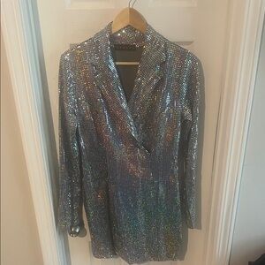 EUC Sabora Silver Sequin Women's Dress Size Large